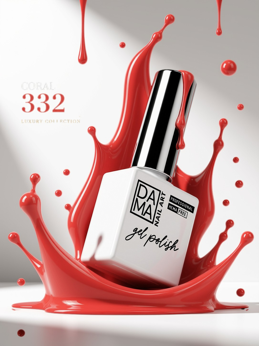 Esmalte semipermanente Coral 332 HEMA & TPO FREE DAMA NAIL ART