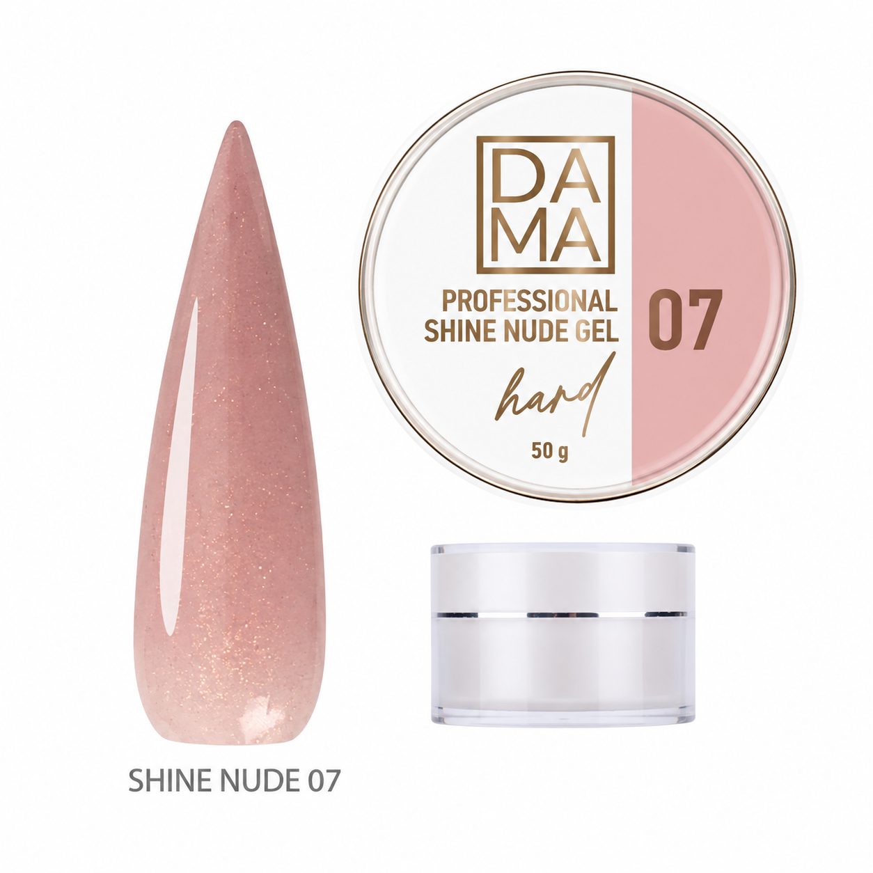 Gel constructor Nude con micro purpurina N°07 DAMA NAIL ART HEMA & TPO FREE